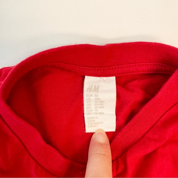 H&M Toddler Red Cotton Jersey Pajama Jumpsuit - Picture 3 of 3